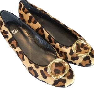 Stuart Weitzman "Oh My" Animal Print on Calf Hair Flats 6.6